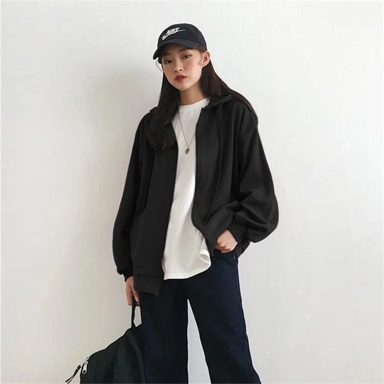 Uveng Uveng Hoodie Hooded Female Autumn 2024 New Zipper Cardigan Coat Korean Version Loose Student Sports Top