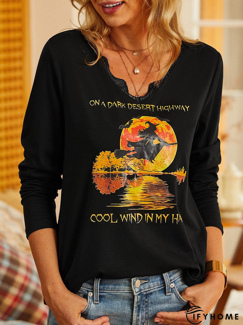 V Neck Casual Halloween T-Shirt | IFYHOME