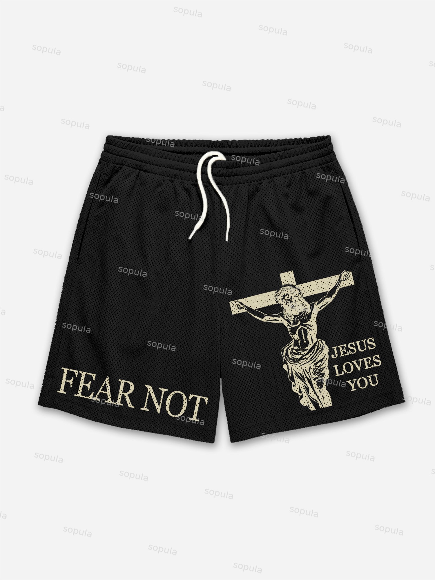 Fear Not God Print Mesh Shorts - Sopula｜Premium Graphic Tees & Graphic Clothing