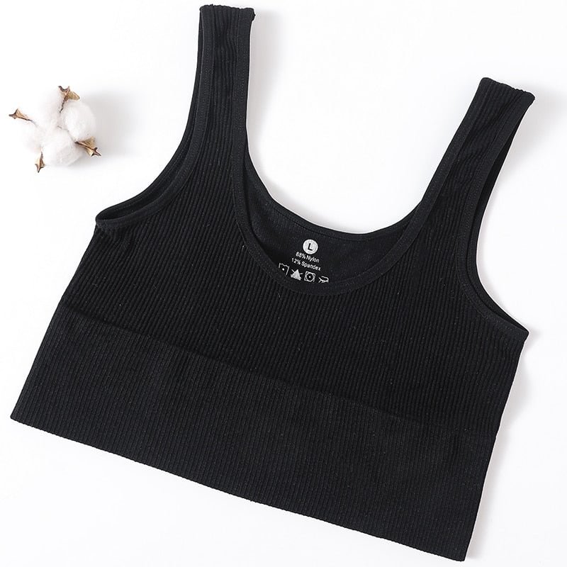 Women Tops Tank Top Female Summer white Crop Top Cami Seamless Underwear Scoop Neck Ribbed Basic Tanks Sexy Lingerie Camisole