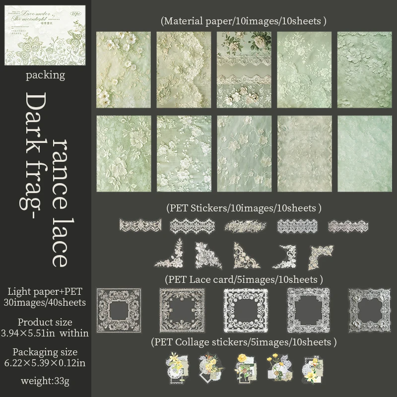 Journalsay Lace Under The Moonlight Series Vintage Flower Lace Border Material Package