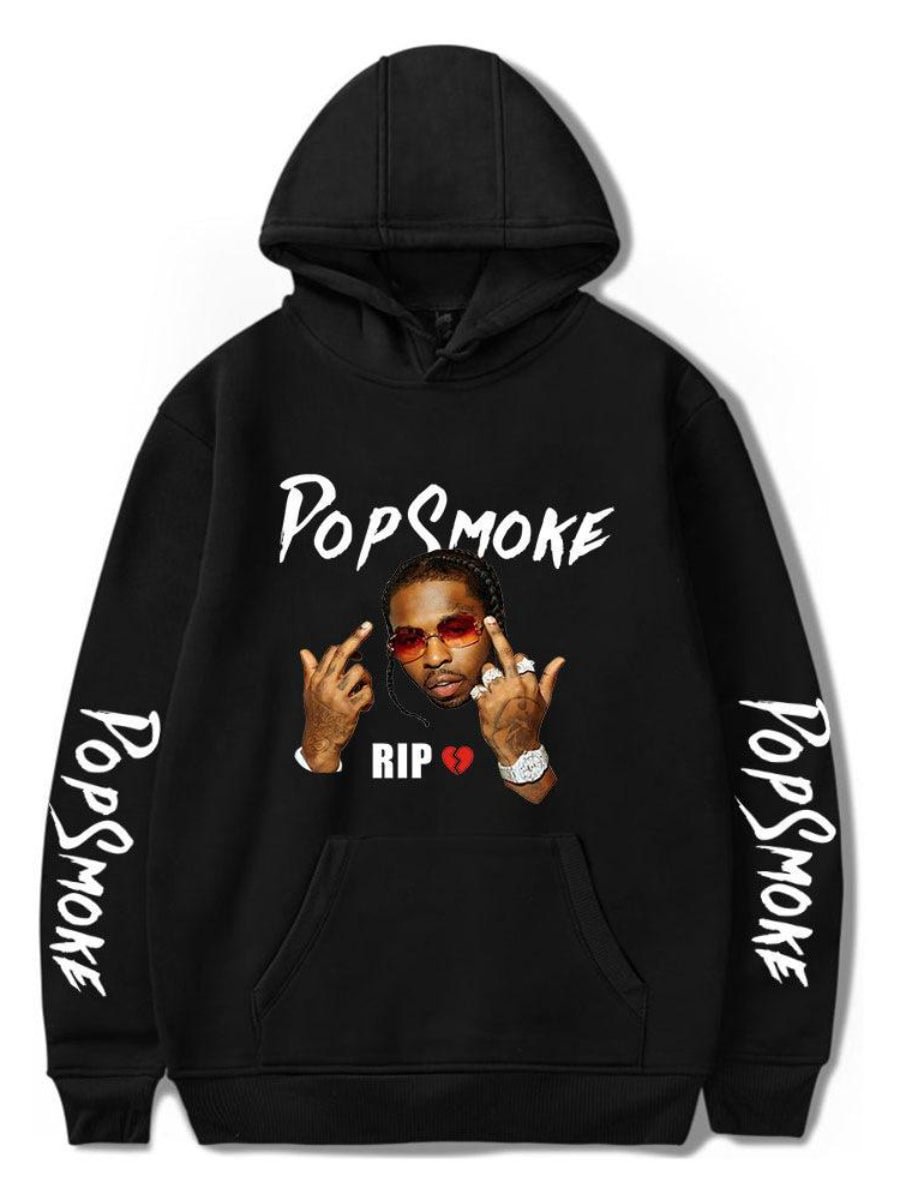 Unisex Pop Smoke Hoodies Rap Star Graffiti Letters Floral Sweatshirt