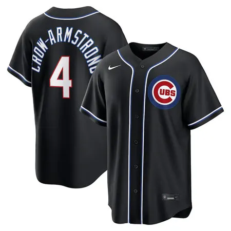 Youth Chicago Cubs #4 Pete Crow-Armstrong Nike Fashion Replica Black Out Jersey
