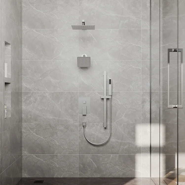 EVERSTEIN 3-Spray Patterns Rain Shower System in Brushed Nickel