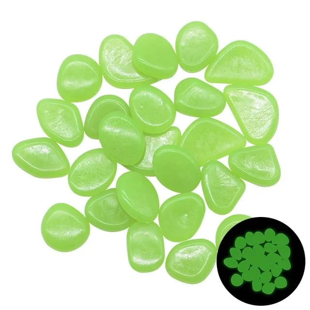 100pcs Glow in the Dark Pebbles Landscaping Glow Stones for Garden Pond Aquarium