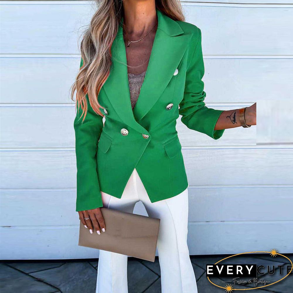 Fashion Slim Long Sleeve Jacket Autumn Winter New Women Casual Solid Blazer Top Elegant Turn-Down Collar Buttoned Suit Coat