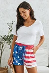 American Flag Drawstring Casual Elastic Waist Shorts