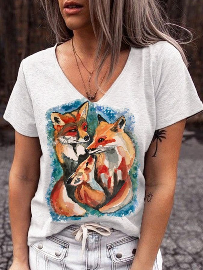 Mother&#039;s Day Fox Print T-Shirt