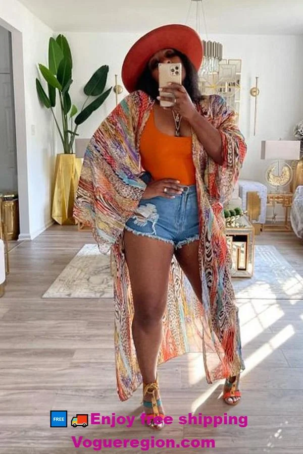 Light and Flowy, Exuding Elegant Charm! Sunset Boulevard Kimono