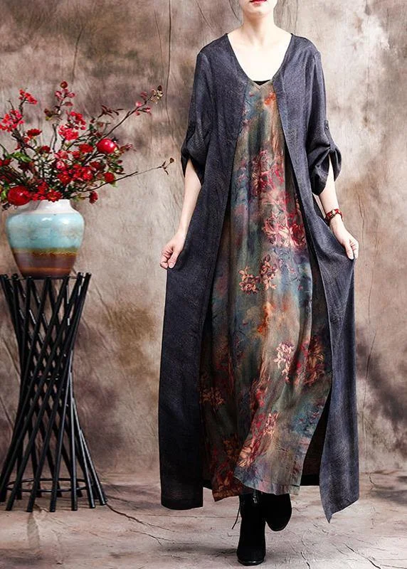Classy Patchwork Print Maxi Dress Caftan Gown