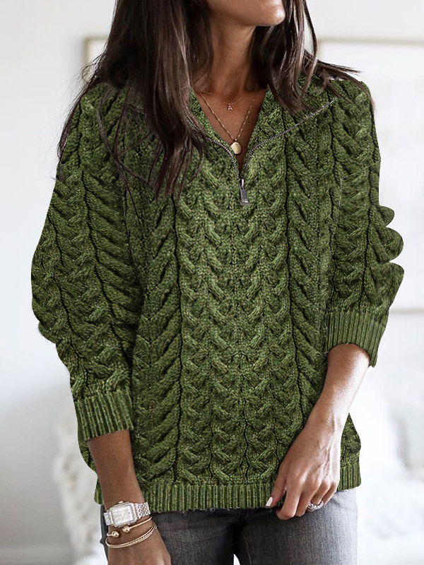 Women's Super Soft Honeycomb Half Zip Aran Sweater wearshes