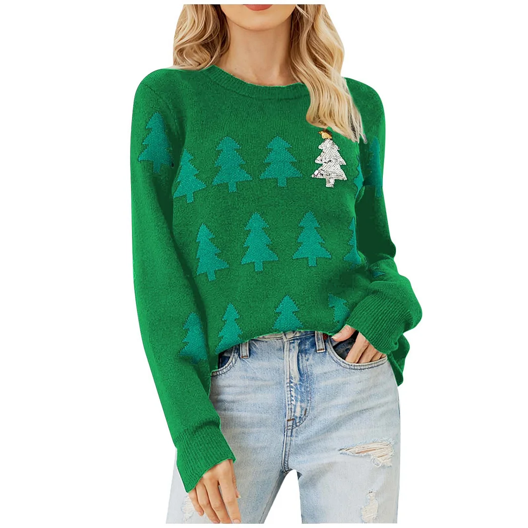 Athvotar Athvotar Christmas Tree Jackup Christmas Sweater Women's Casual Jack T-Shirt