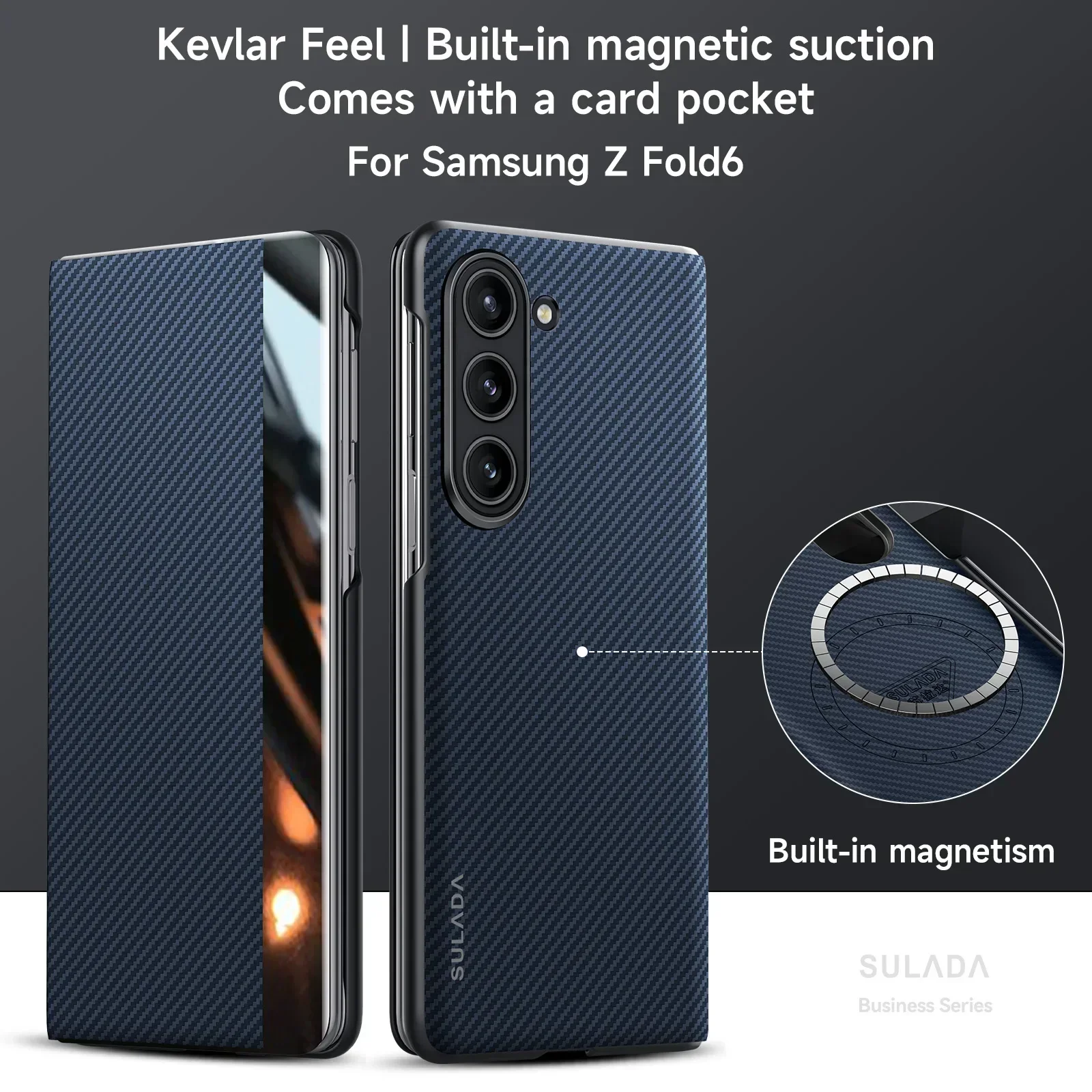 Sleek Kevlar Magnetic Wireless Charger Case for Galaxy Z Fold 6/5/4 - Ultra-Durable & MagSafe Compatible