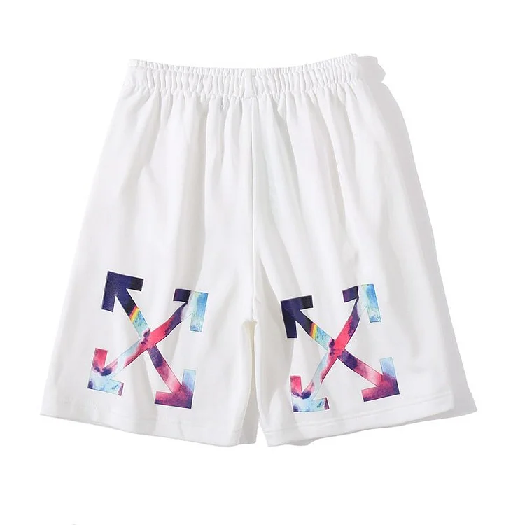 Off White Gradient Colorful Print Shorts