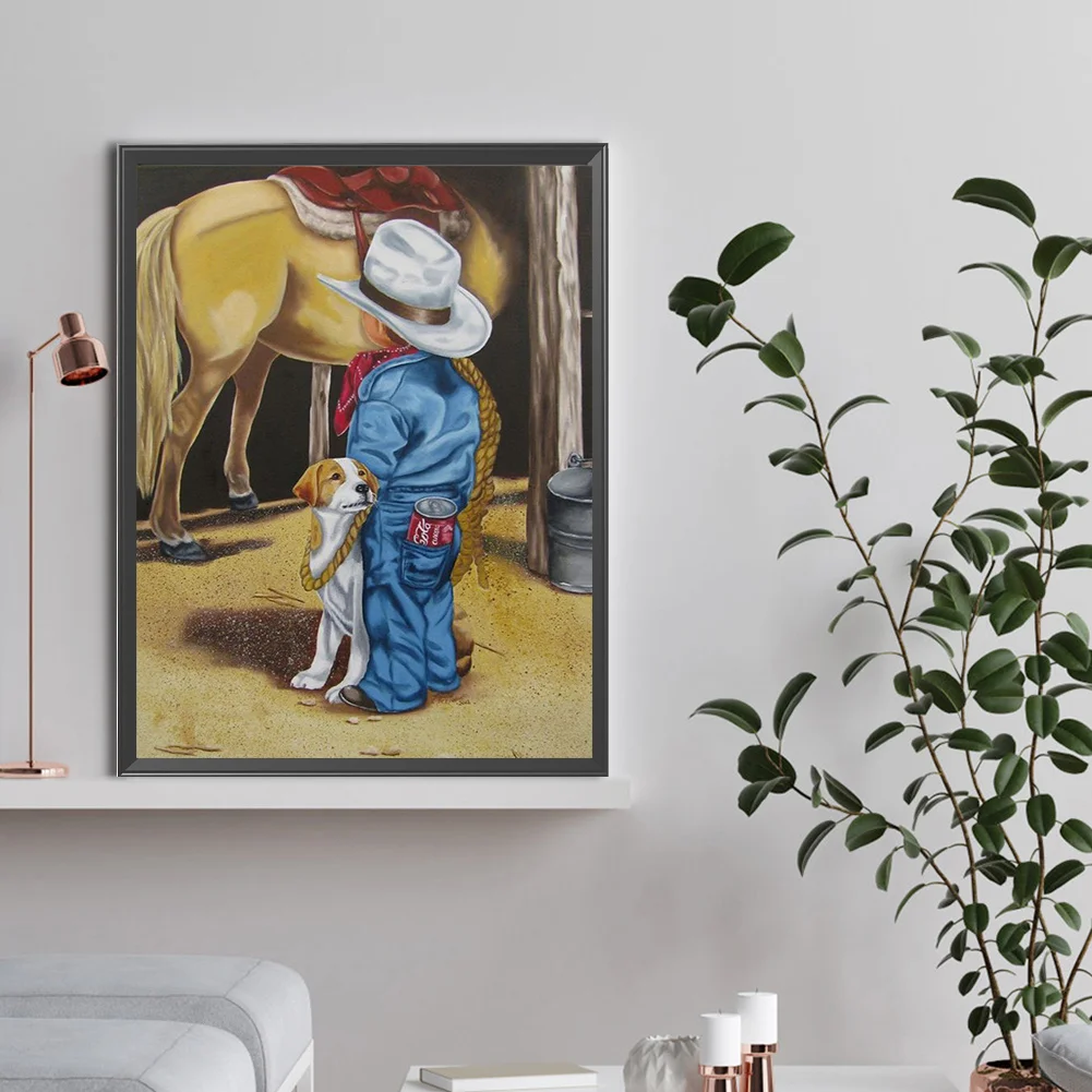 Diamond Painting - Full Round Drill - Farm Cowboy Kids(Canvas|30*40cm)