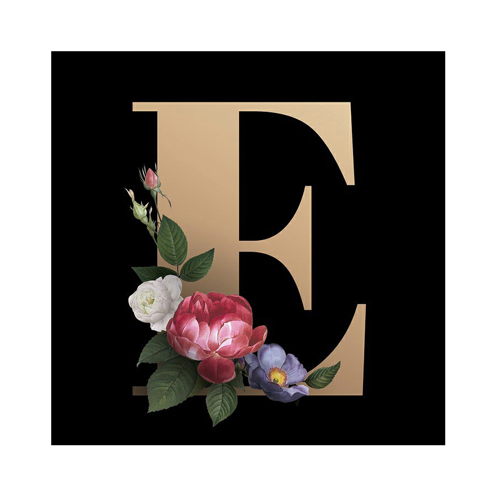 

30*30CM - Round Drill Diamond Painting - Flower Letter E, 501 Original