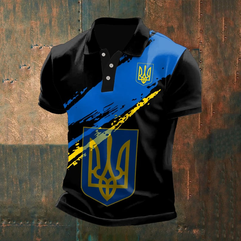 Comstylish Men's Ukraine Trident Short Sleeve Polo Shirt