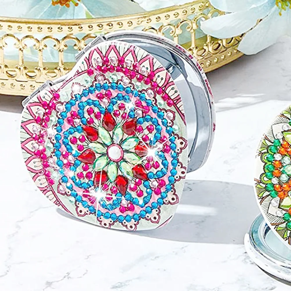 DIY Diamond Painting Makeup Mirror Mandala Pattern Portable Pocket Mirror