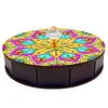 Mandala Diamond Painting Storage Box Wooden Round Jewelry Case with Lid Kits