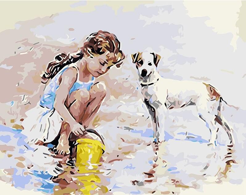 

Girl with Dog – People Paint By Numbers - 40*50CM, 501 Original