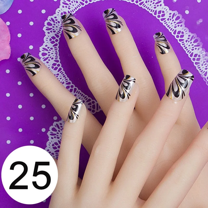 With 1 Piece Of Nail Adhesive Tape 24pcs/Box Press On Nail Art Tips Full Cover 10 Sizes False Nail Art Wedding Nails-Nail Inspo