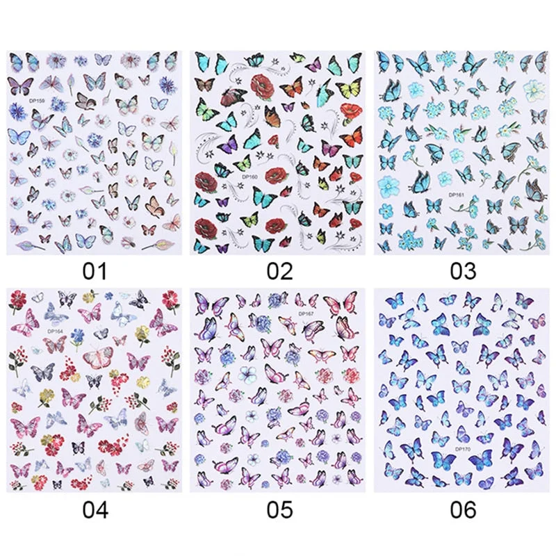 12PCS/3pcs Holographic 3D Butterfly Snake Dragon Love Design Laser Nail Stickers Winter Nail Art Decoration Nail DIY Accessories-Nail Inspo