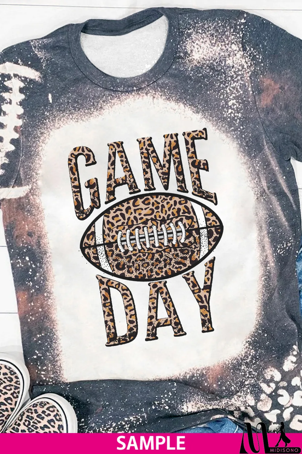 MidiSono - Blank Apparel - Multicolor Crew Neck Bleached Tie-dye Basic Tee