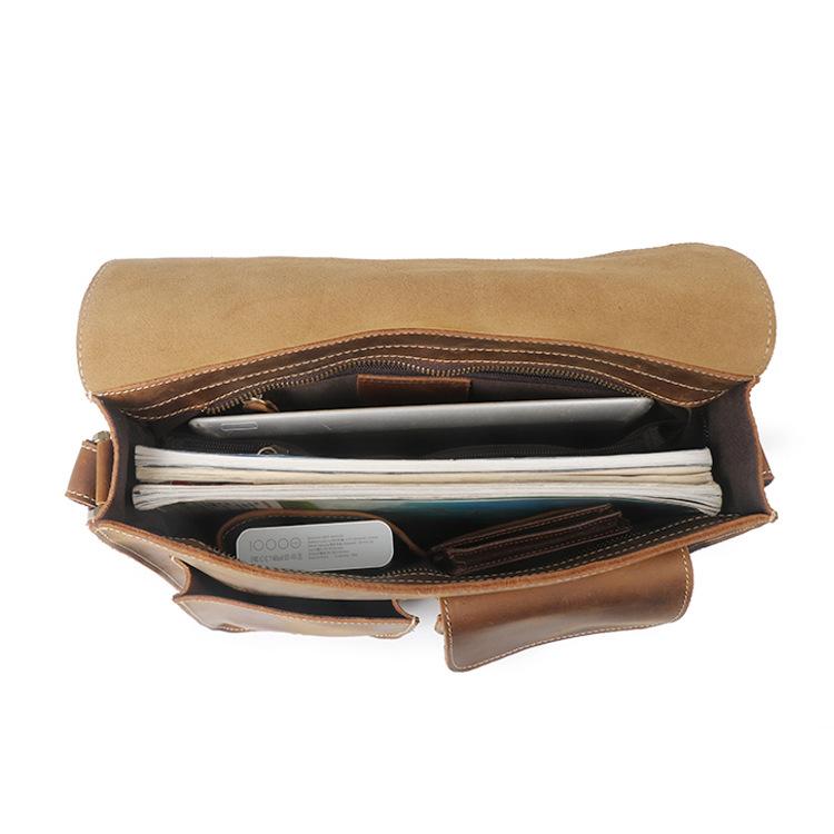 Vintage Handmade Leather Crossbody Messenger Bag