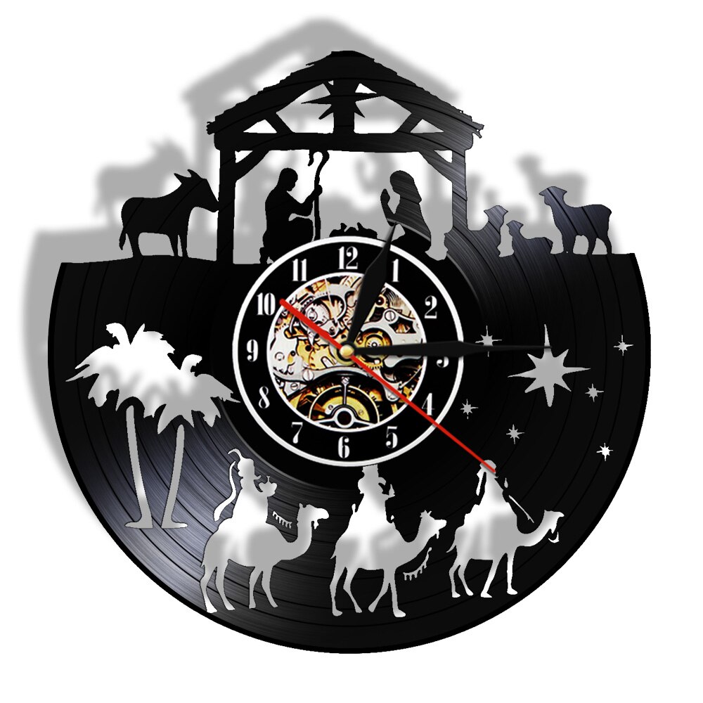 

Jesus was Born in Manger Religion - Vinyl Record Wall Clock - Without LED, 501 Original