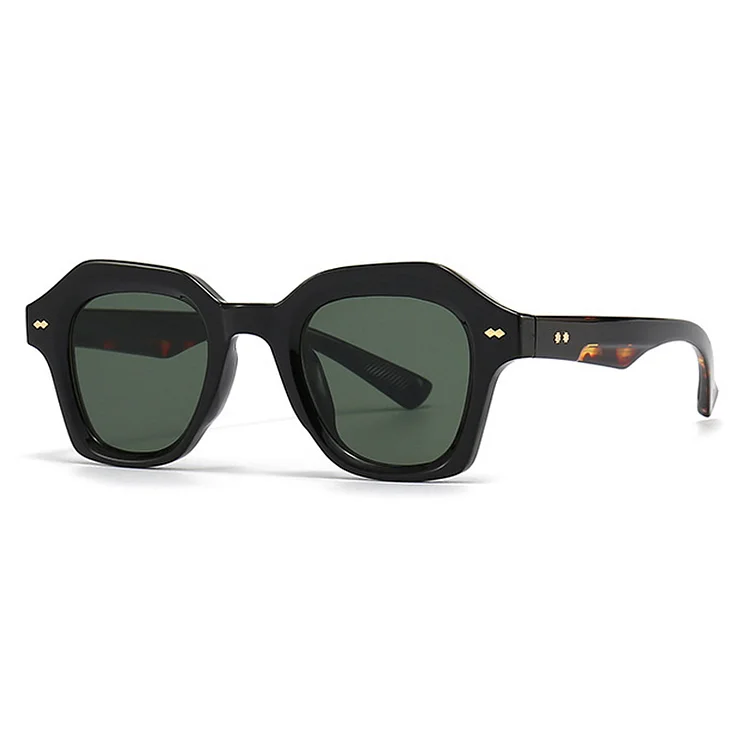 SO&EI Vintage Polygon Square Sunglasses Women Punk Gradient Shades UV400 Men Trending Rivets Sun Glasses