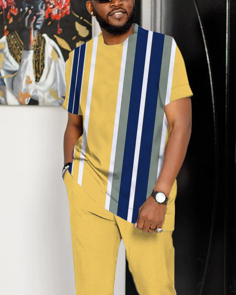 Men's Casual Colorblock Walking Suit-023