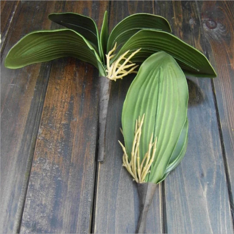 1PCS Real Touch Artificial Green Butterfly Orchid Plastic Leaf Beauty Plant Decor For Wedding Decor DIY Wreath Gift