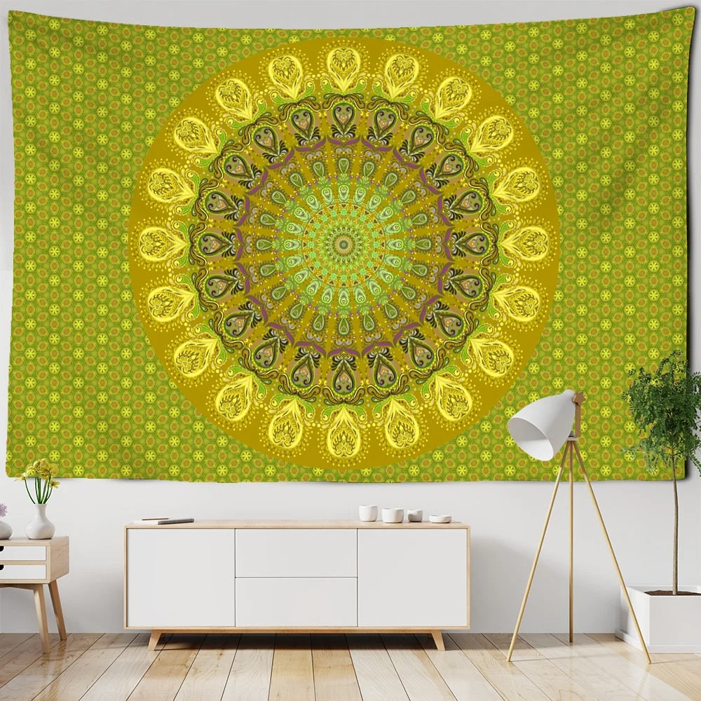 Psychedelic Mandala Tapestry Wall Hanging Bohemia TAPIZ Witchcraft Beach Travel Mattress Room Home Decor