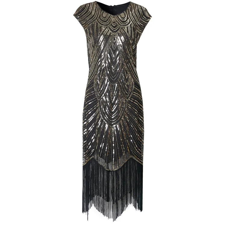 1920s Great Gatsby Flapper Dress For Women Sequined Tassels Bead Prom Dress Carnival Costume Novameme
