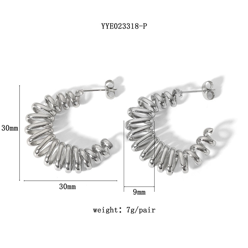 1 Pair French Style U Shape Plating Hollow Out 201 Stainless Steel 18K Gold Plated Earrings