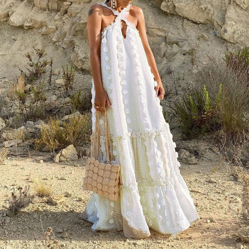 Fashion Halterneck Floral Maxi Dress