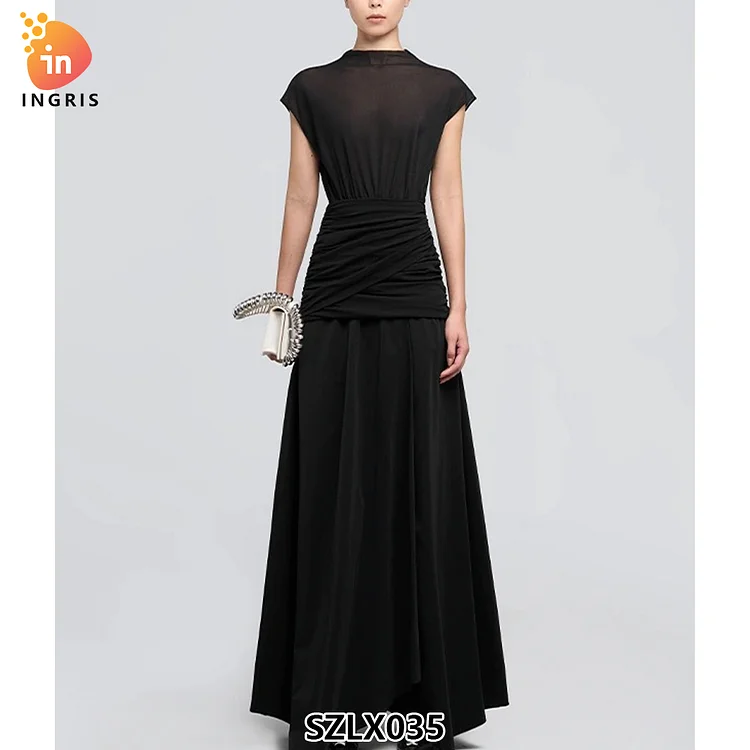 Design Polyester Dress for Spring Summer Elegant and Sexy Asymmetric Pleated Slim Fit Hem Inspired by Korean Style-SZLX035