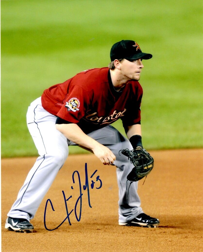 Signed 8x10 CHRIS JOHNSON Houston Astros Photo Poster painting - COA