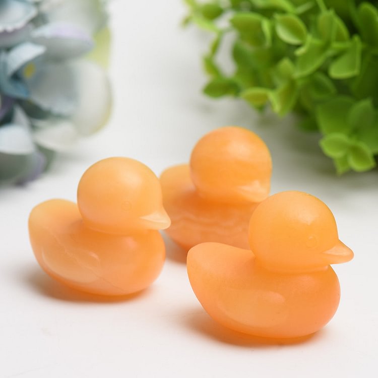 1.8" Orange Calcite Duck Crystal Carving