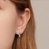 925 Sterling Silver Cross Pattern Turquoise Inlaid Hoop Earrings 