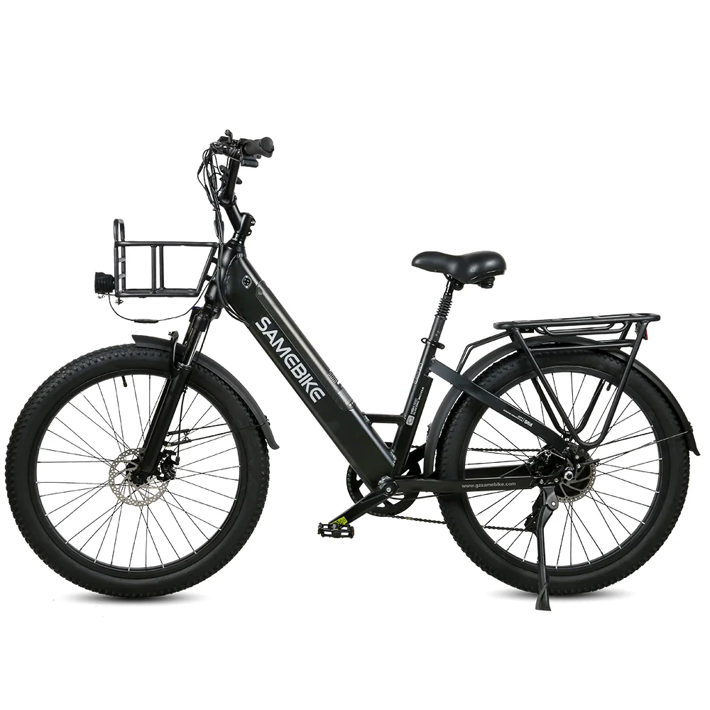SAMEBIKE RS-A01 Fat Tire Commuter E-Bike 48V14AH battery 750w high speed high power fat tire motor Maximum speed 45KM/H with luggage rack and  LCD Middle USB meter