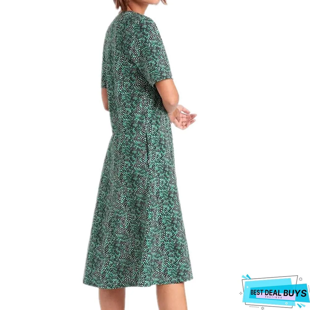 Summer Small Fresh Large Size Women's Floral Mid Length Dress
