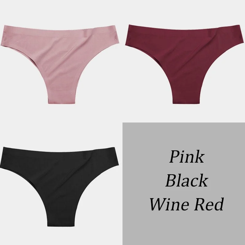 3PCS/Set Women Seamless Panties Sexy Underwear Invisible Lingerie Breathable Briefs Ice Silk Ultra-thin Intimate Underpants M-XL