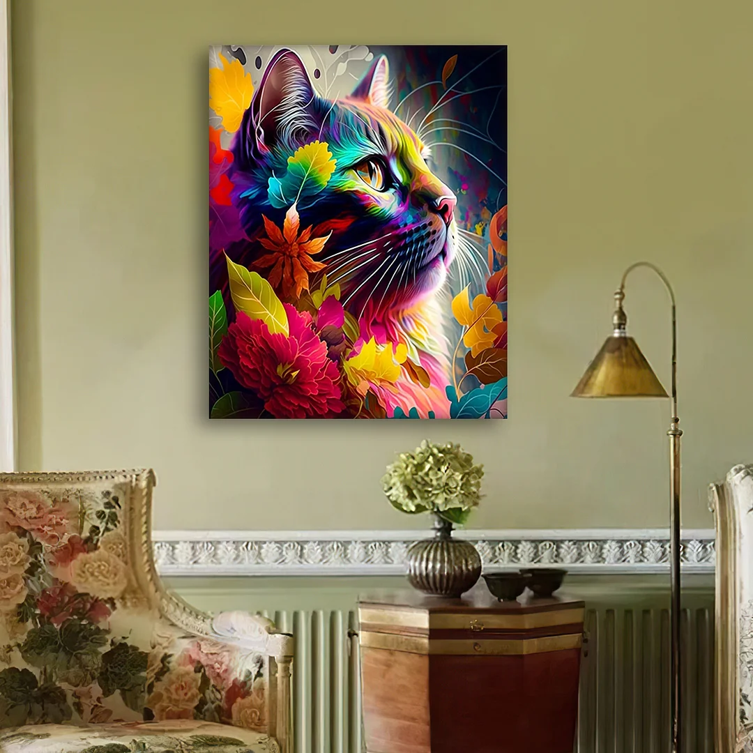 DIY Autumn Leaf Cat Paint by Numbers Kits Drawing Paintwork on Canvas 15.75x19.69inch Without Frame Canvas Oil Painting Number Painting for Beginners Adults Gift Home Wall Decor