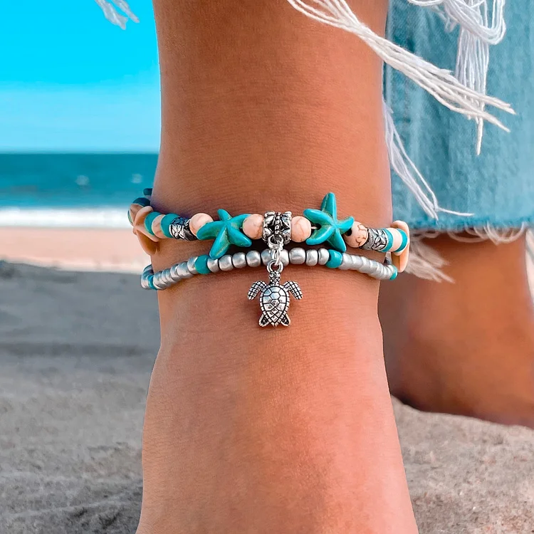 Boho Sea Turtle Anklet