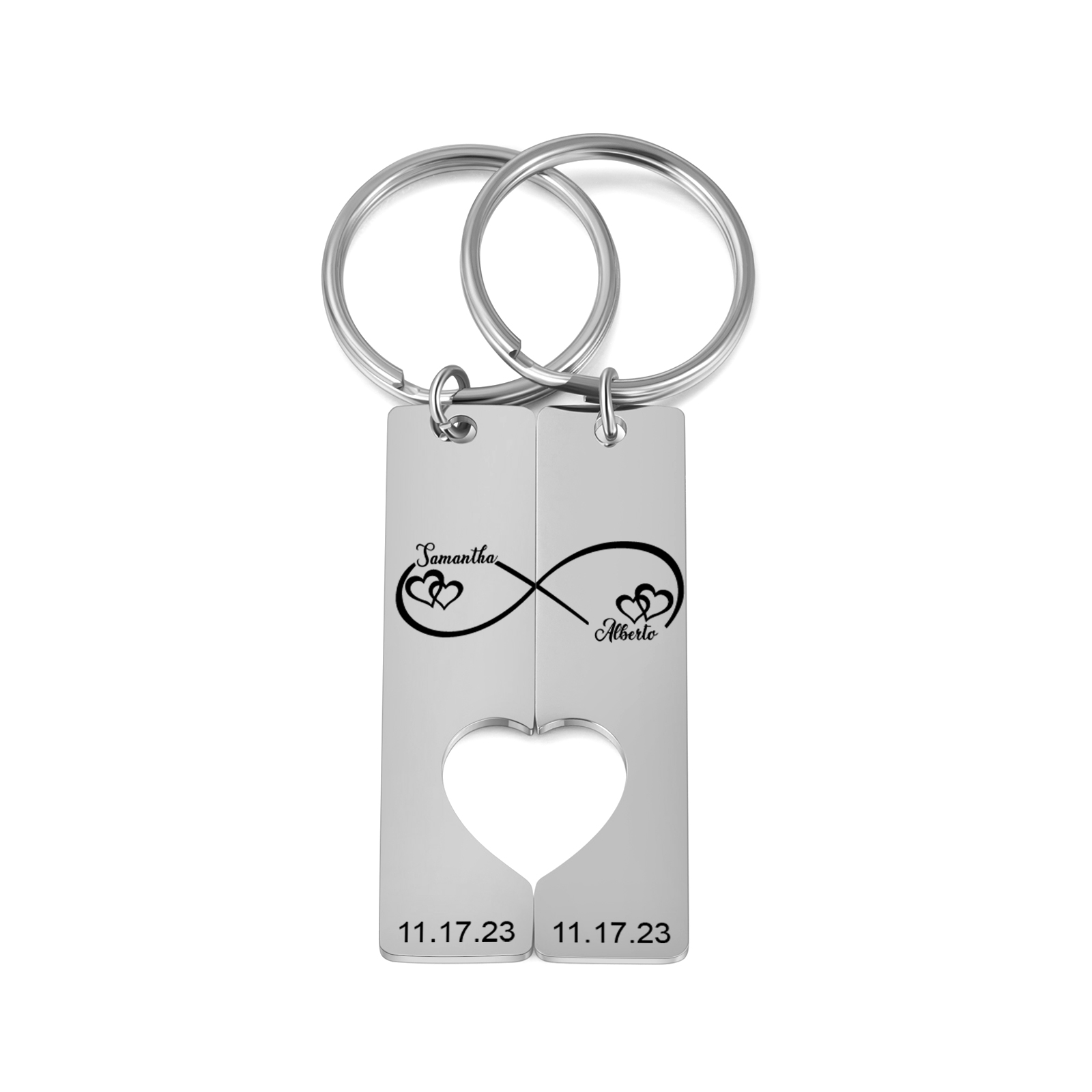 Personalised Couple Infinity Keychain Custom 2 Names & 2 Dates Keyring Heart Valentine's Day Gift for Him/Her-Jessemade AU