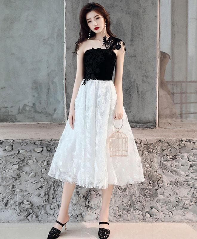 White One Shoulder Tulle Short Prom Dress, Homecoming Dress