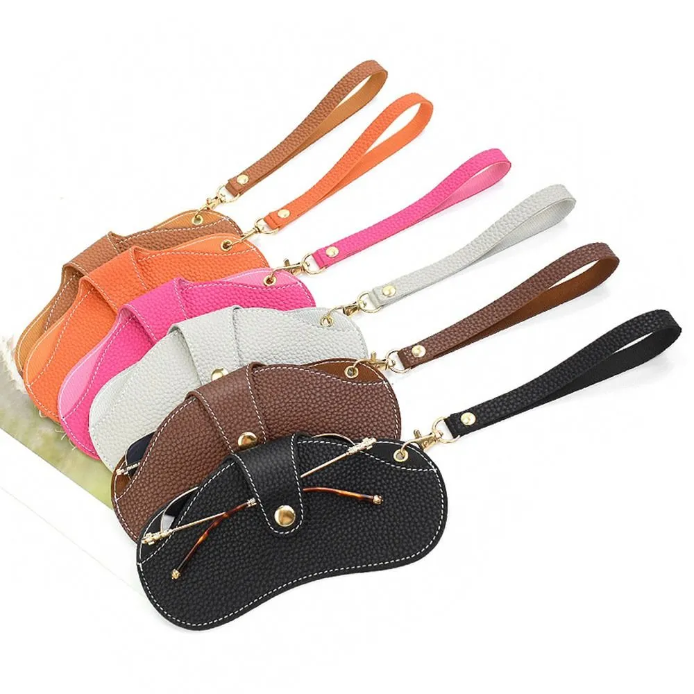 Belt-Hanging PU Leather Glasses Case – Portable Retro Sunglasses Storage Bag, 5.9" X 2.04" X 0.98" – Black/Dark Coffee