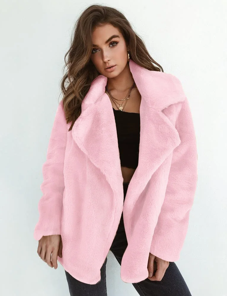 Fashion autumn and winter coat sexy plush lapel slim coat winter coat women elegant  fall clothes for women