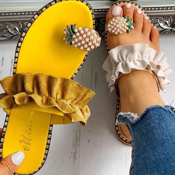 TeeYours Summer Shoes Women Pineapple Outdoor Flat Slippers Open Toe Flip Flops Sandals - Shop Trendy Women's Fashion | TeeYours